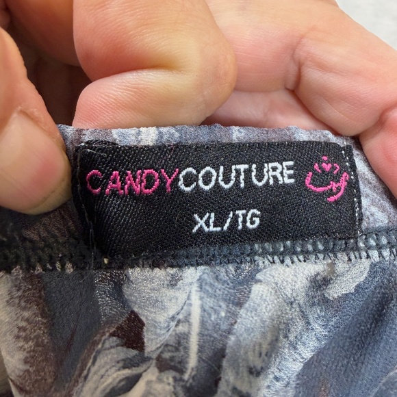 Candy Couture Strapless Blouse Womens Size XL Gray Chiffon Fairy Goth Whisigoth - Picture 4 of 8